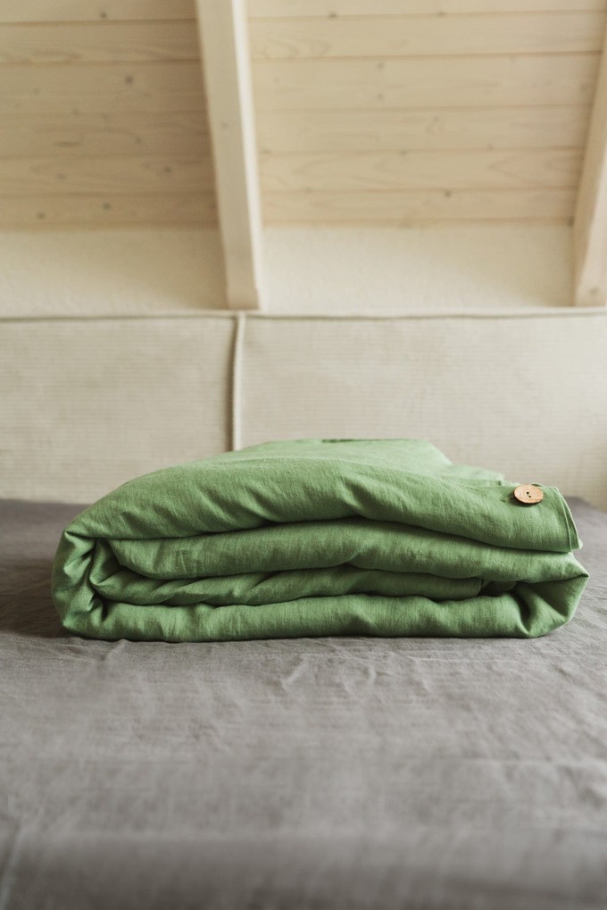 Linen duvet cover in Matcha Green from AmourLinen