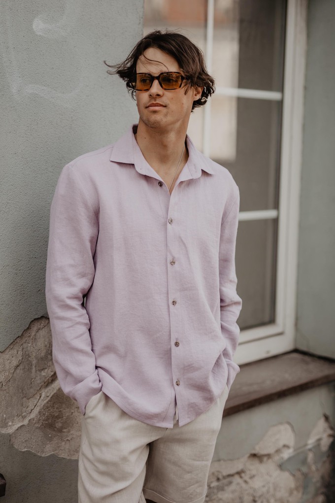 Classic linen shirt HECTOR XL Dusty Rose from AmourLinen