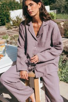 Long sleeve pajama set Nightly in Cream via AmourLinen