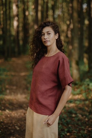 Linen top PORTO in Terracotta from AmourLinen