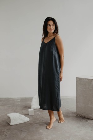 Linen long dress Jakarta S Charcoal from AmourLinen