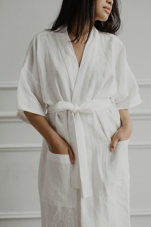 Linen bathrobe MIDNIGHT from AmourLinen