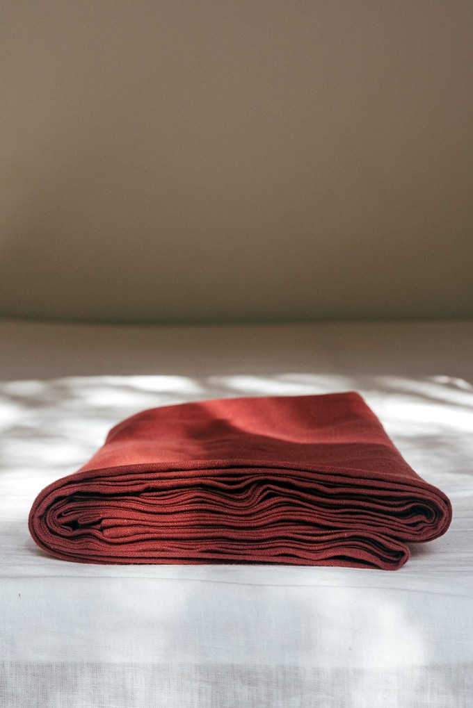 Linen flat sheet in Terracotta from AmourLinen