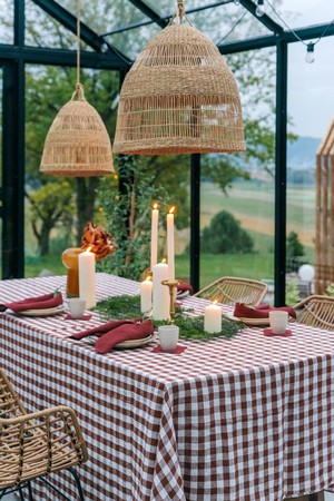 Linen tablecloth in Mocha Gingham from AmourLinen