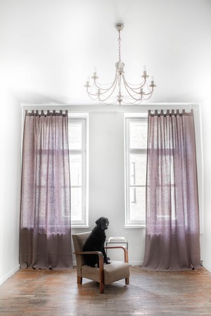 Tab top linen curtain in Dusty Lavender from AmourLinen