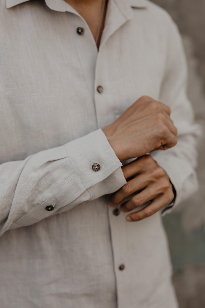 Classic linen shirt HECTOR in Cream from AmourLinen