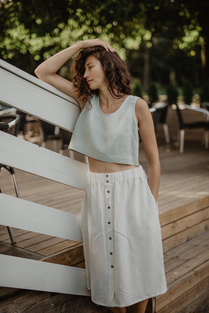 Linen skirt with buttons DAISY M White from AmourLinen