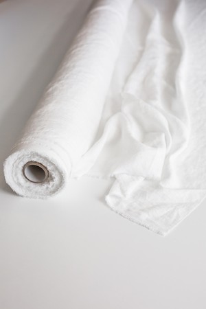 White 95" / 240 cm linen fabric from AmourLinen