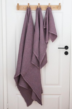 Linen waffle towel set in Dusty Lavender (3 pcs) from AmourLinen