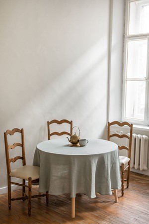 Round linen tablecloth from AmourLinen