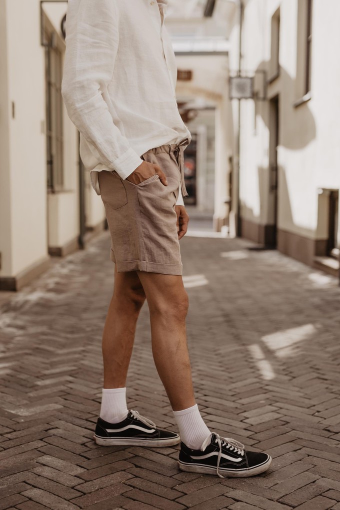 Linen shorts ARES in Charcoal | sale from AmourLinen