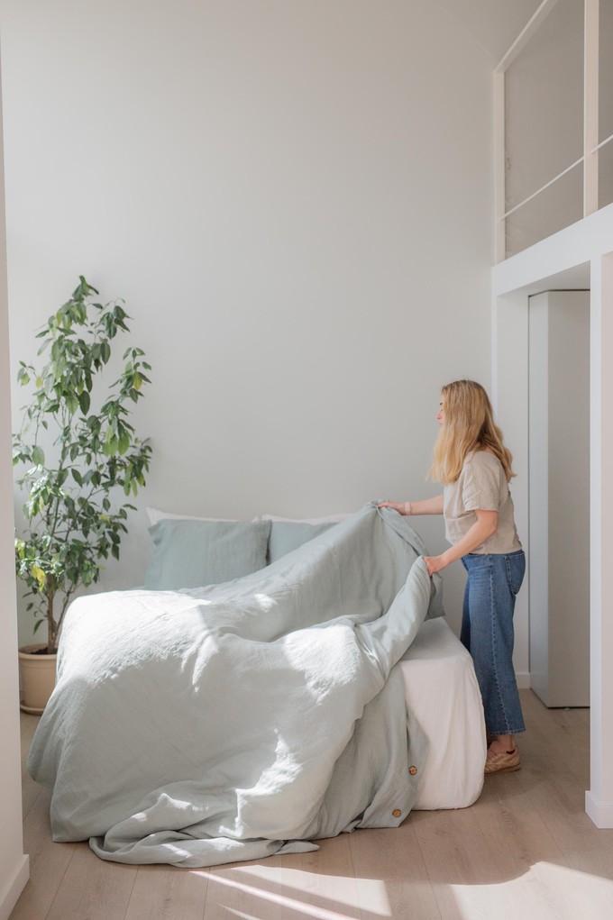 Linen bedding set in Sage Green from AmourLinen