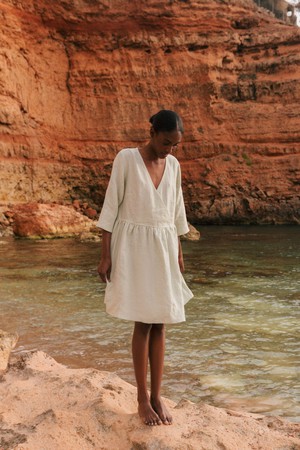 Daphne linen dress in Cream from AmourLinen