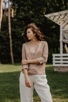 RIGA linen top 3/4 sleeves in Rosy Brown via AmourLinen