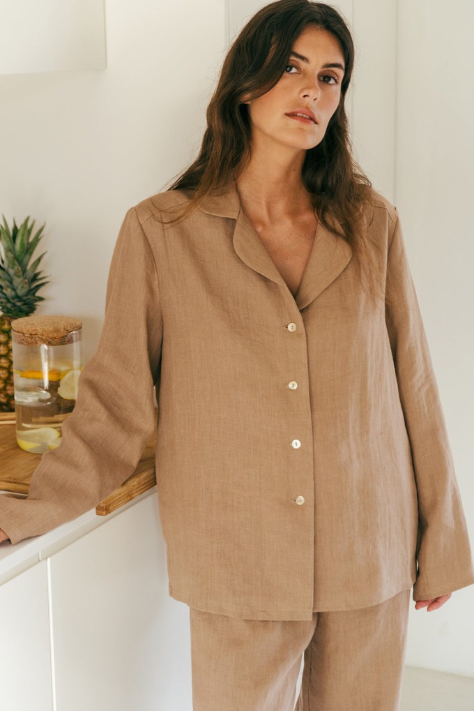 Long sleeve pyjama set NIGHTLY in Rosy Brown from AmourLinen