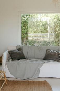 Linen waffle bed throw in Sage Green via AmourLinen