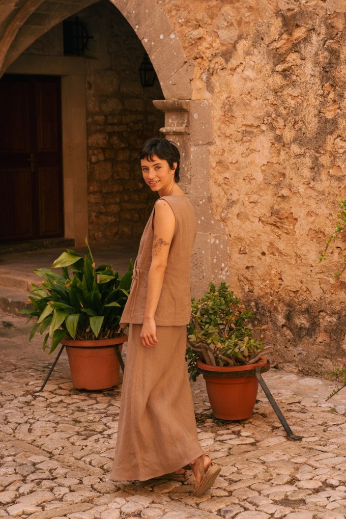 Blanca sleeveless linen top S Rosy Brown from AmourLinen