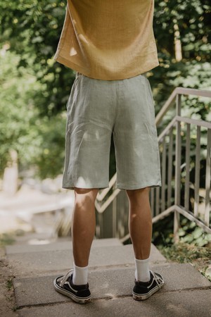 Classic linen shorts HERMES in Sage Green from AmourLinen