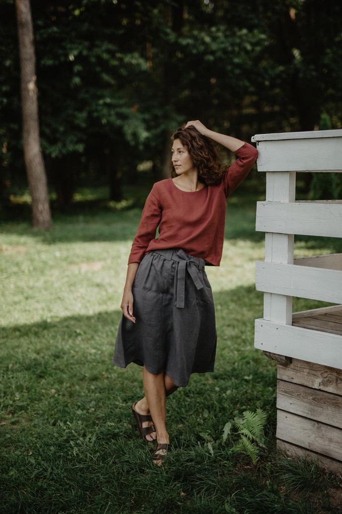 Bergen mid-length linen skirt from AmourLinen