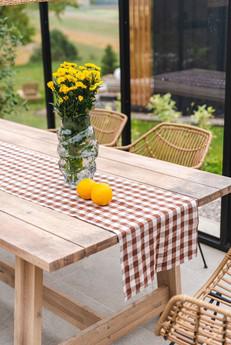 Linen table runner in Mocha Gingham via AmourLinen