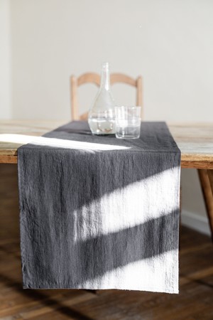 Linen table runner in Charcoal from AmourLinen