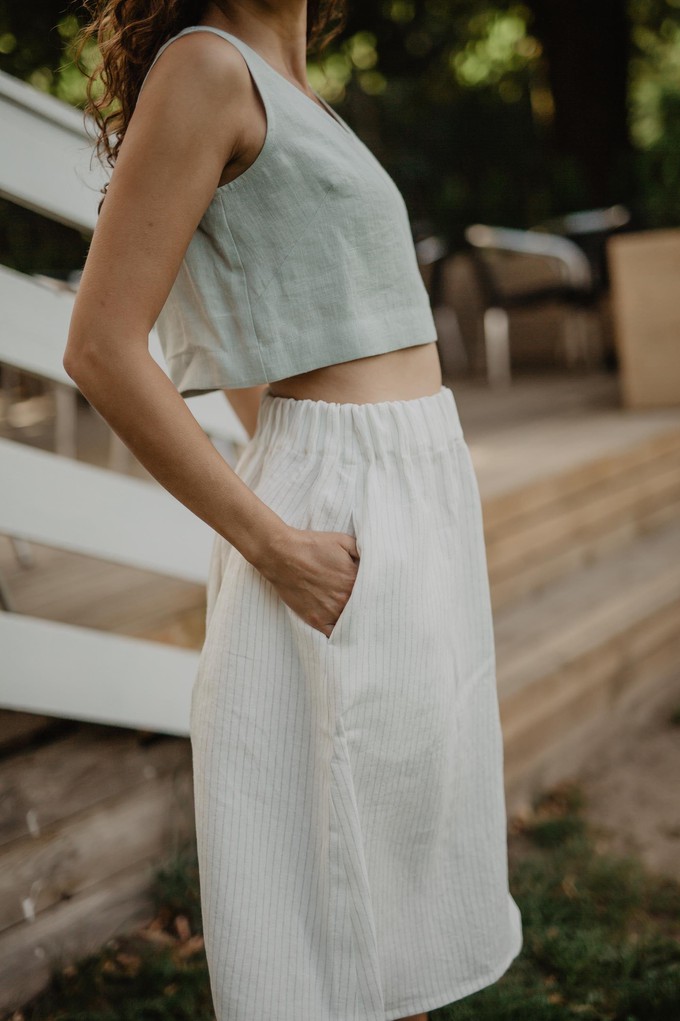 Linen skirt with buttons DAISY in Striped from AmourLinen