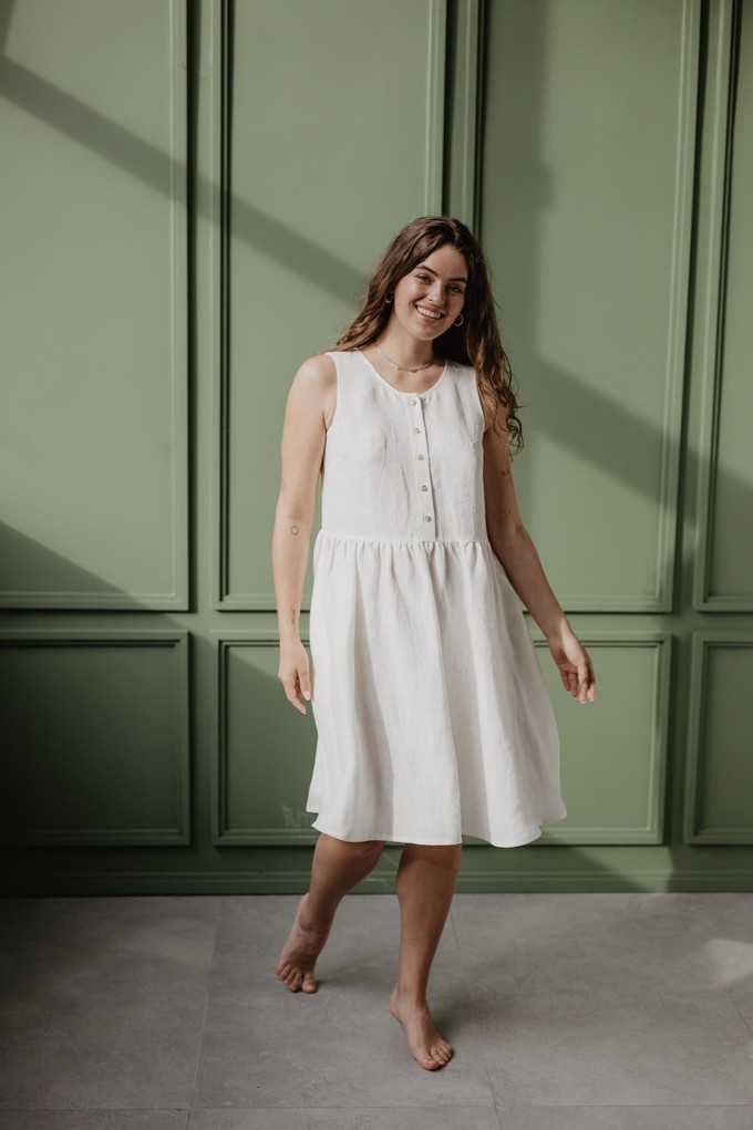 Linen sleeveless summer dress HAZEL in White from AmourLinen