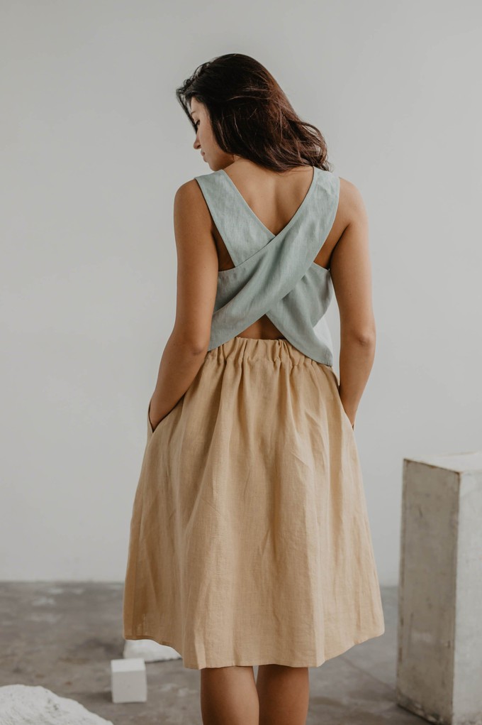 Linen pinafore top ELLA L Sage Green from AmourLinen