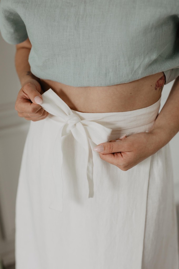 Linen wrap skirt IRIS in White from AmourLinen