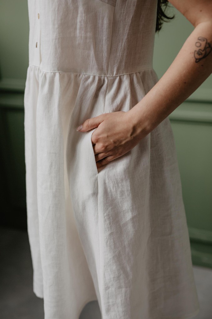 Linen sleeveless summer dress HAZEL in White from AmourLinen