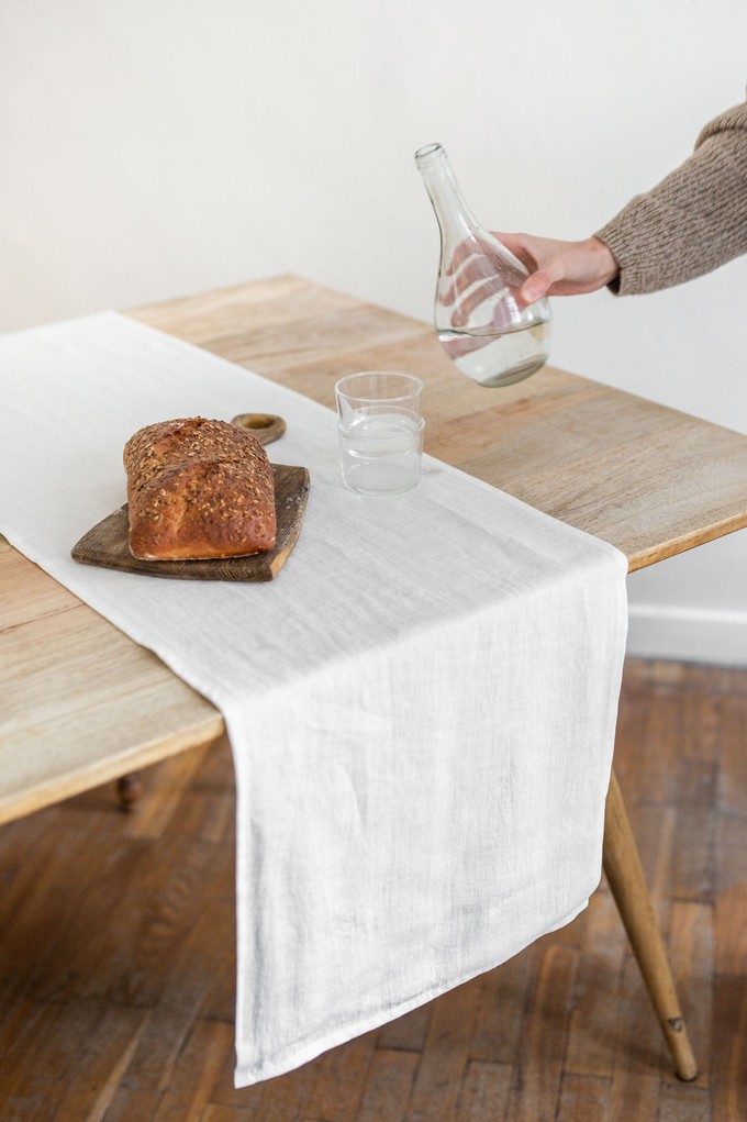 Linen table runner in White from AmourLinen