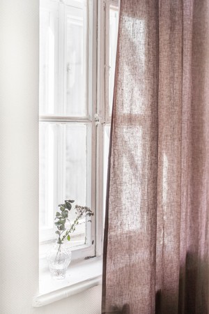 Tie top linen curtain in Rosy Brown from AmourLinen