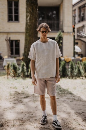 Classic linen shorts HERMES in Dusty Rose from AmourLinen