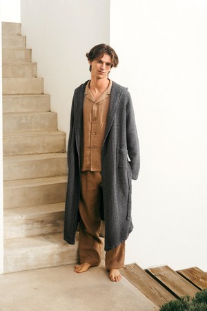 Men's waffle linen bathrobe from AmourLinen