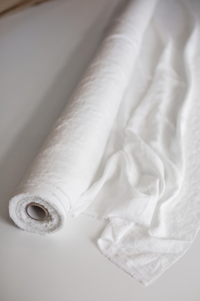 White 95" / 240 cm linen fabric from AmourLinen