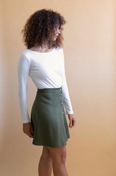 Parrotia khaki skirt via avani apparel