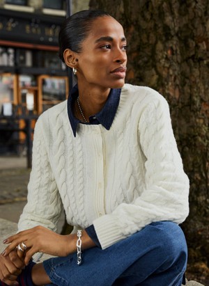 Harri Wool Blend Cable Cardigan from Baukjen