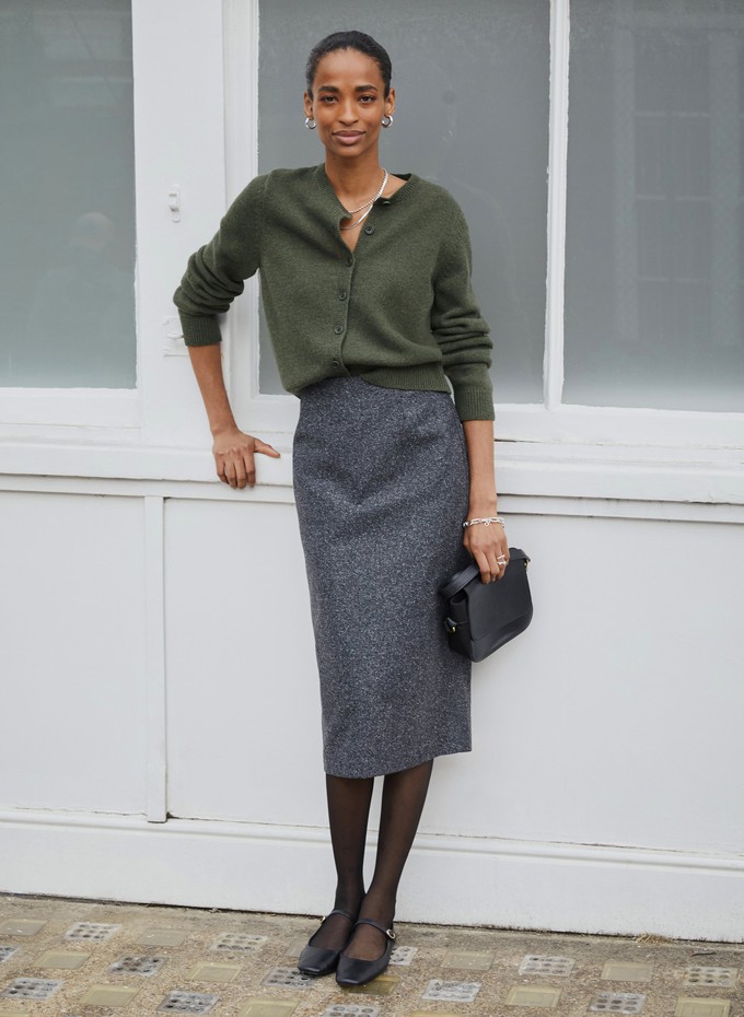 Eliza Wool Blend Tailored Pencil Skirt from Baukjen