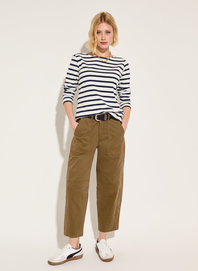 Amelia Organic Cotton Barrel Leg Cargo Trousers from Baukjen