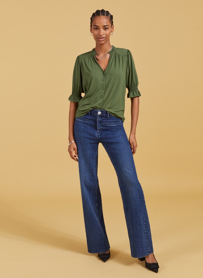 Organic Stretch Cotton Pocket Wide Leg Jeans from Baukjen