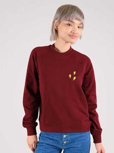 Flash Embroidered Sweatshirt, Organic Cotton, in Burgundy via blondegonerogue