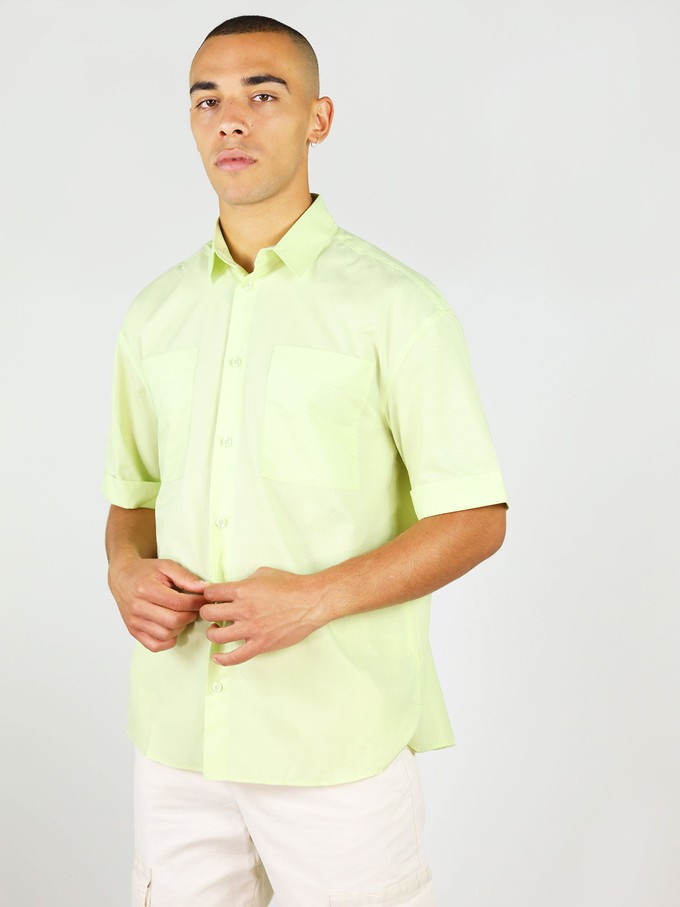 Ocean Drive Mens Relaxed Shirt, Upcycled Cotton, in Light Green from blondegonerogue