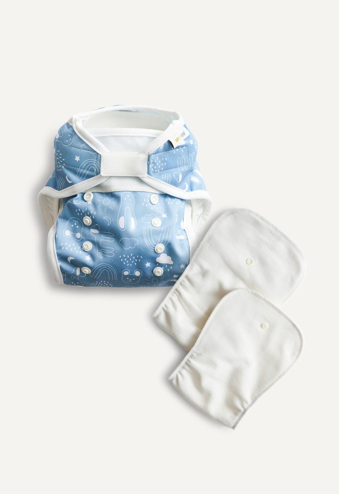 Diaper Cover and inserts - All in Two - Blue Teddy from Boob Design