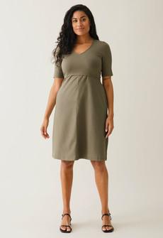 A shaped nursing dress short sleeve - Khaki Green via Boob Design