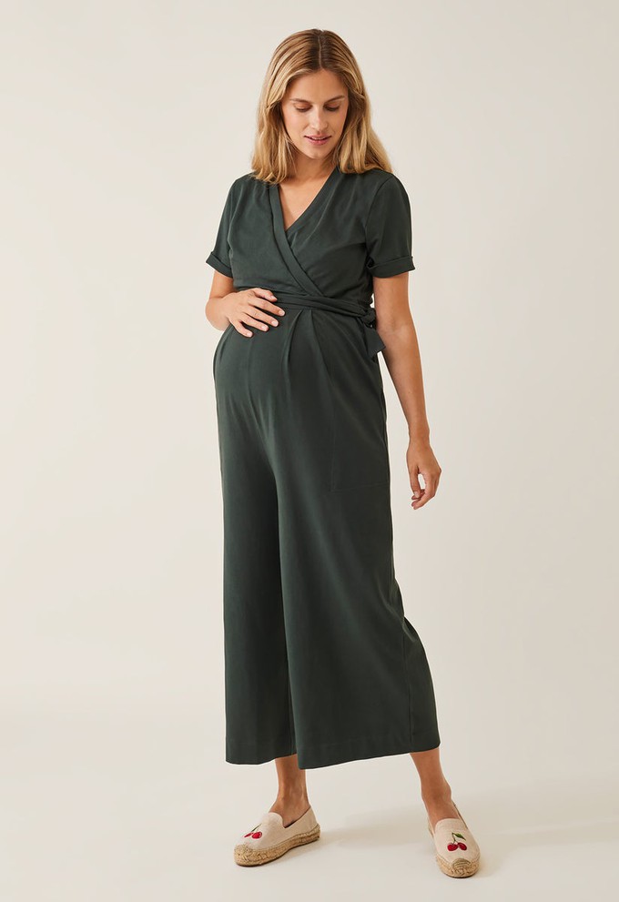 Maternity jumpsuit with nursing access - Deep Green from Boob Design