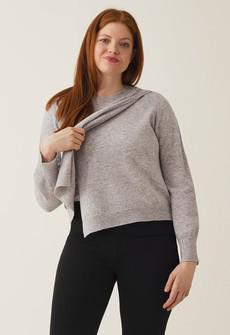 Knitted nursing sweater - Light Grey Melange via Boob Design