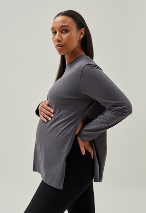 Maternity t-shirt long sleeve - Washed grey from Boob Design