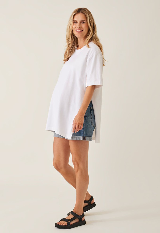 Oversized maternity t-shirt with slit - White from Boob Design