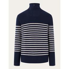 Zip merino rib knit sweater - blue stripe via Brand Mission