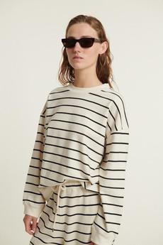 Anneli sweater stripe - birch/black via Brand Mission